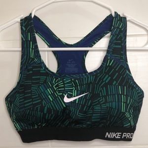NIKE PRO S Blue/ Green Patterned Sport Bra